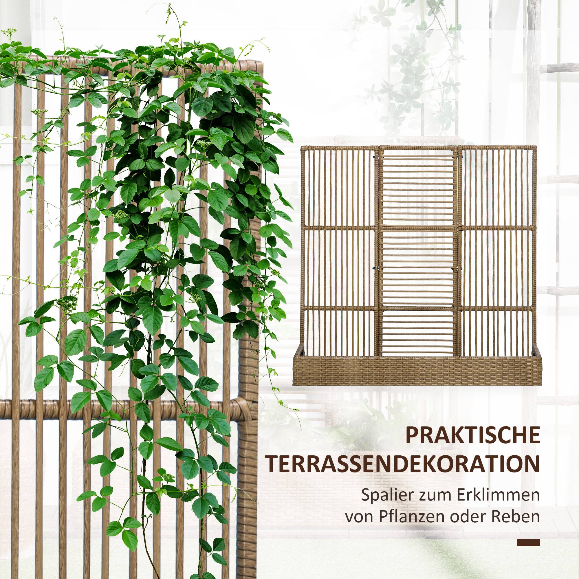 Jardinière avec treillis résine tressée sable 103 x 29 x 103 cm - PANGIVO - Image 6