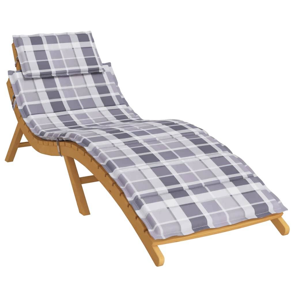 PANGIVO - Coussin de chaise longue tissu oxford gris à carreaux 186 x 58 x 4 cm - PANGIVO - Image 3