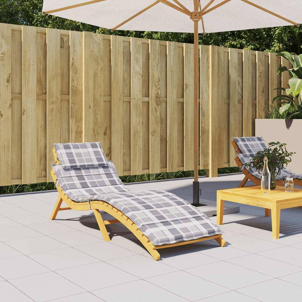 PANGIVO - Coussin de chaise longue tissu oxford gris à carreaux 186 x 58 x 4 cm - PANGIVO - Image 1