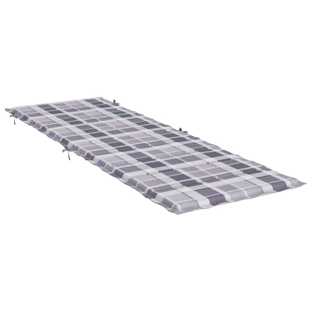 PANGIVO - Coussin de chaise longue tissu oxford gris à carreaux 186 x 58 x 4 cm - PANGIVO - Image 4