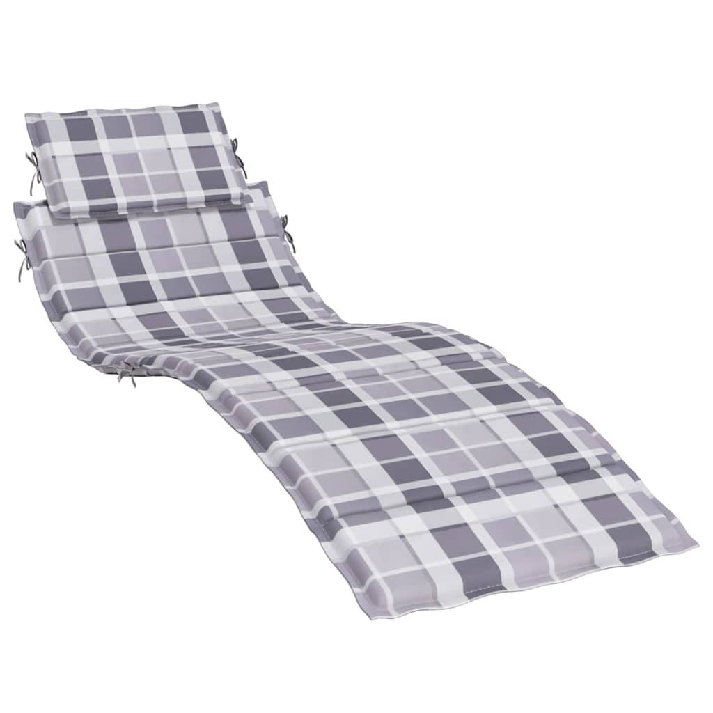 PANGIVO - Coussin de chaise longue tissu oxford gris à carreaux 186 x 58 x 4 cm - PANGIVO - Image 2