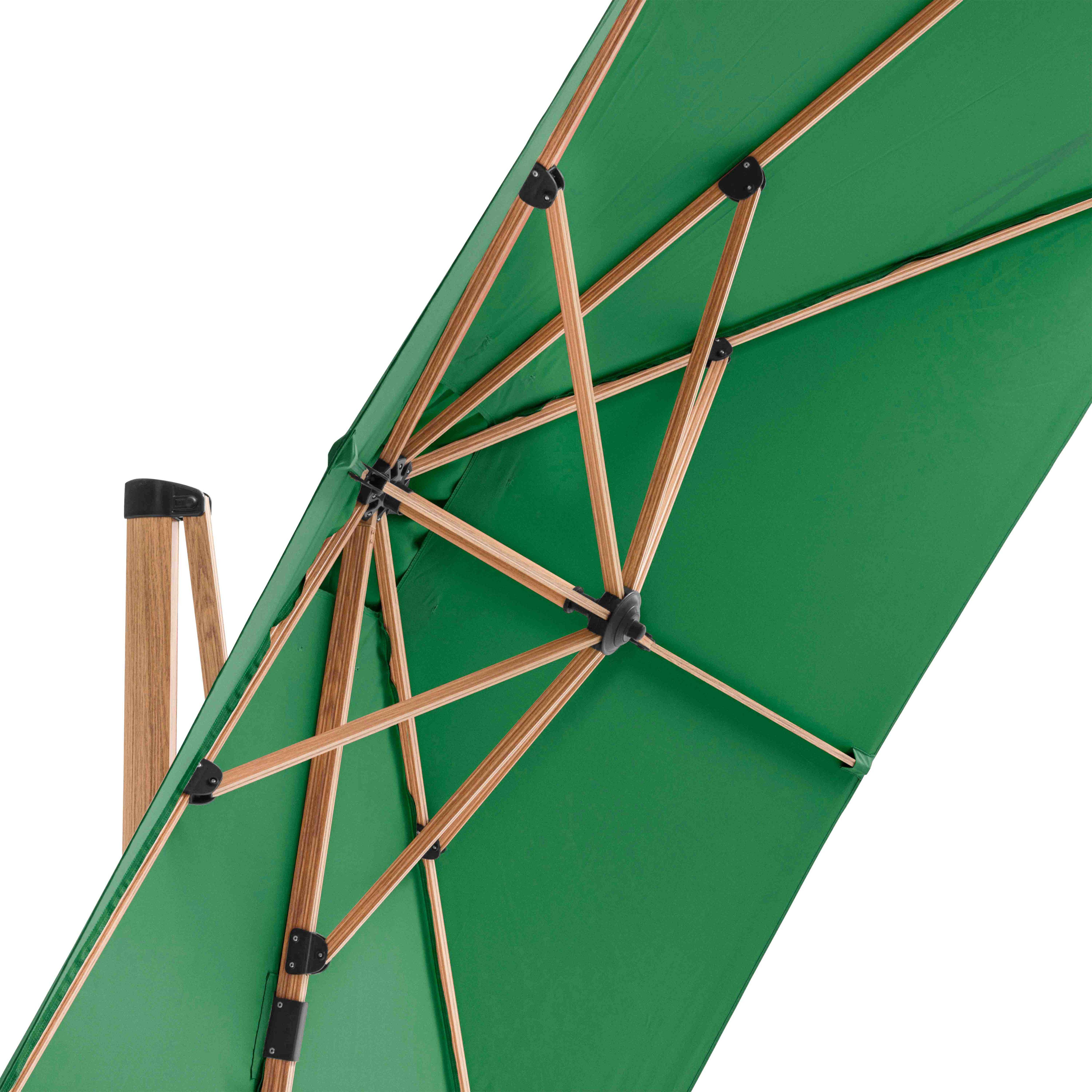 Oviala - Parasol déporté carré 3x3m effet bois vert cactus Brescia - Oviala - Image 6