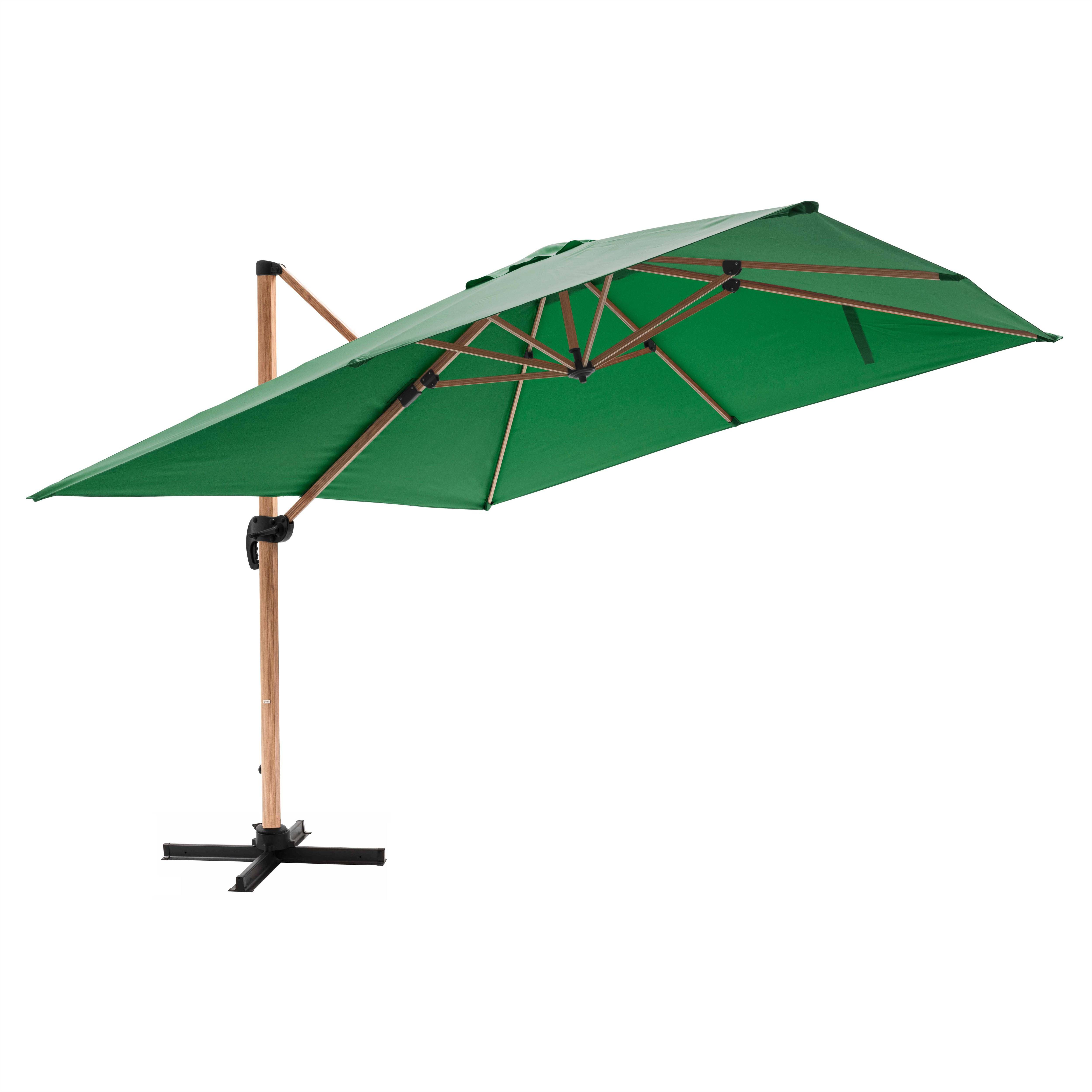Oviala - Parasol déporté carré 3x3m effet bois vert cactus Brescia - Oviala - Image 3