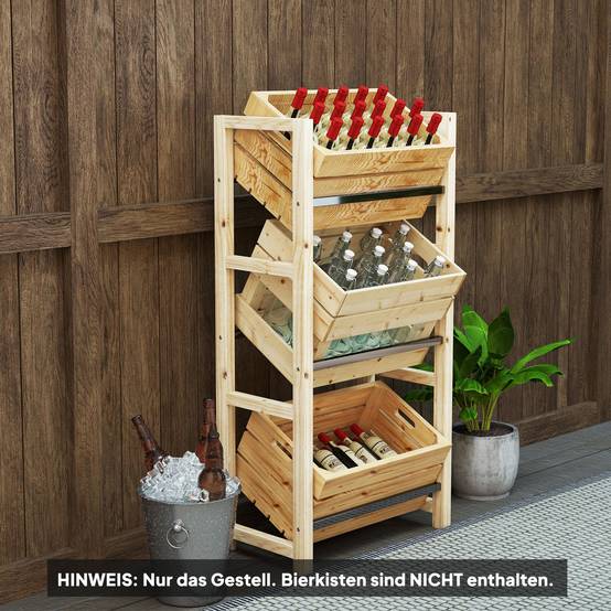 Étagère pour caisses de boissons bois de sapin naturel 56 x 32 x 112 cm - PANGIVO - Image 3