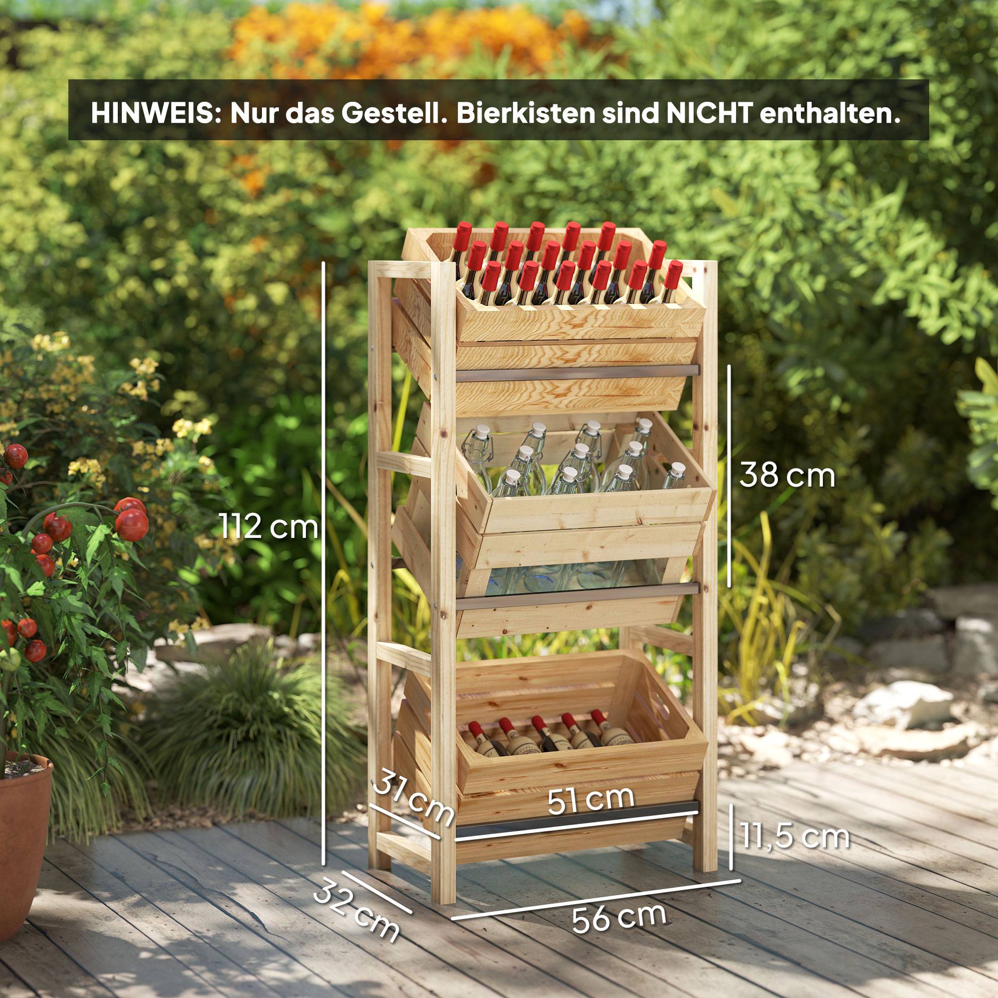 Étagère pour caisses de boissons bois de sapin naturel 56 x 32 x 112 cm - PANGIVO - Image 5