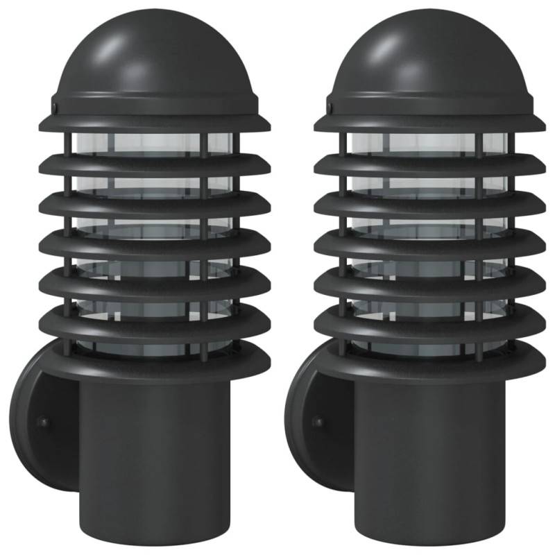 Vidaxl - Appliques Murales D Extérieur 2 Pcs Noir Acier Inoxydable - Image 2