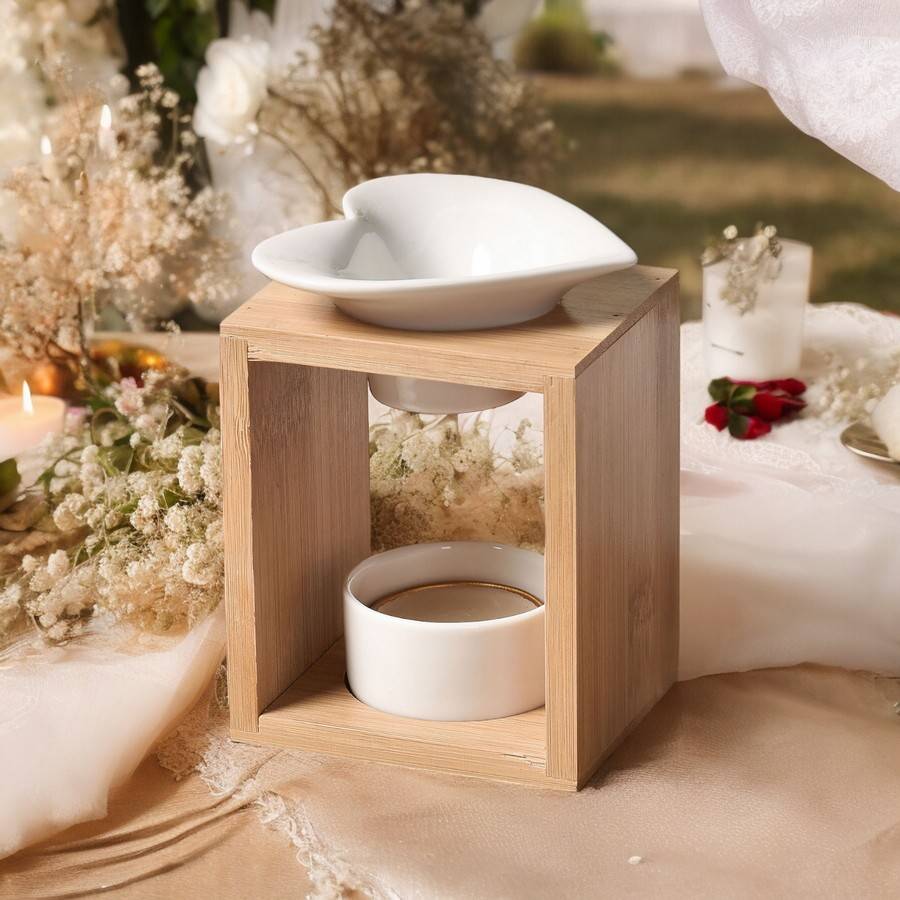 Brûle Parfum Arum - Brûleur Fondant Parfumé – Diffuseur Huile Essentielle – Brûleur en céramique et bambou - Haut: 12 cm - Zen'Arôme - Image 5