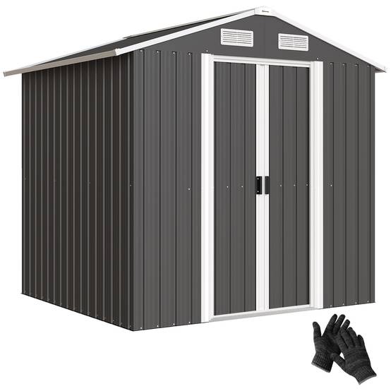 Abri de jardin acier galvanisé grand volume rangement double porte 196x159x188cm noir - ComfortXL Outdoor Living - Image 1