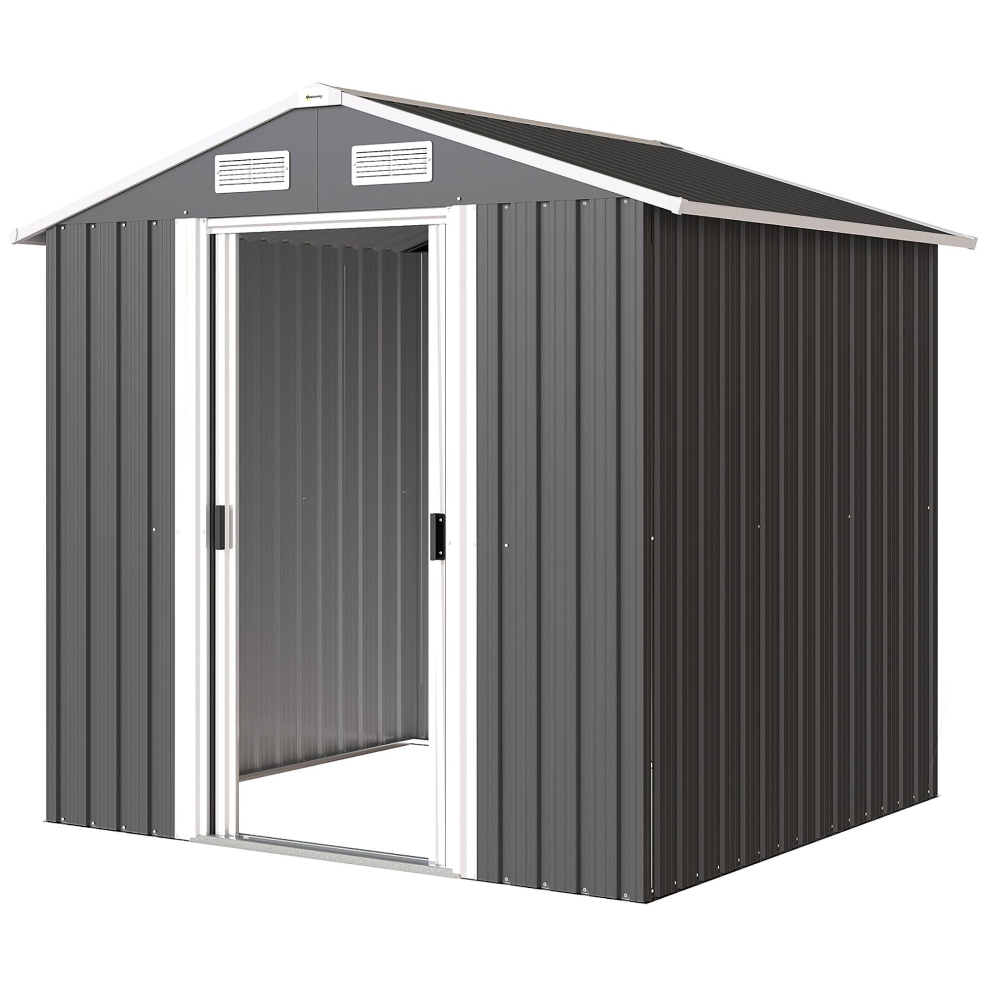 Abri de jardin acier galvanisé grand volume rangement double porte 196x159x188cm noir - ComfortXL Outdoor Living - Image 2