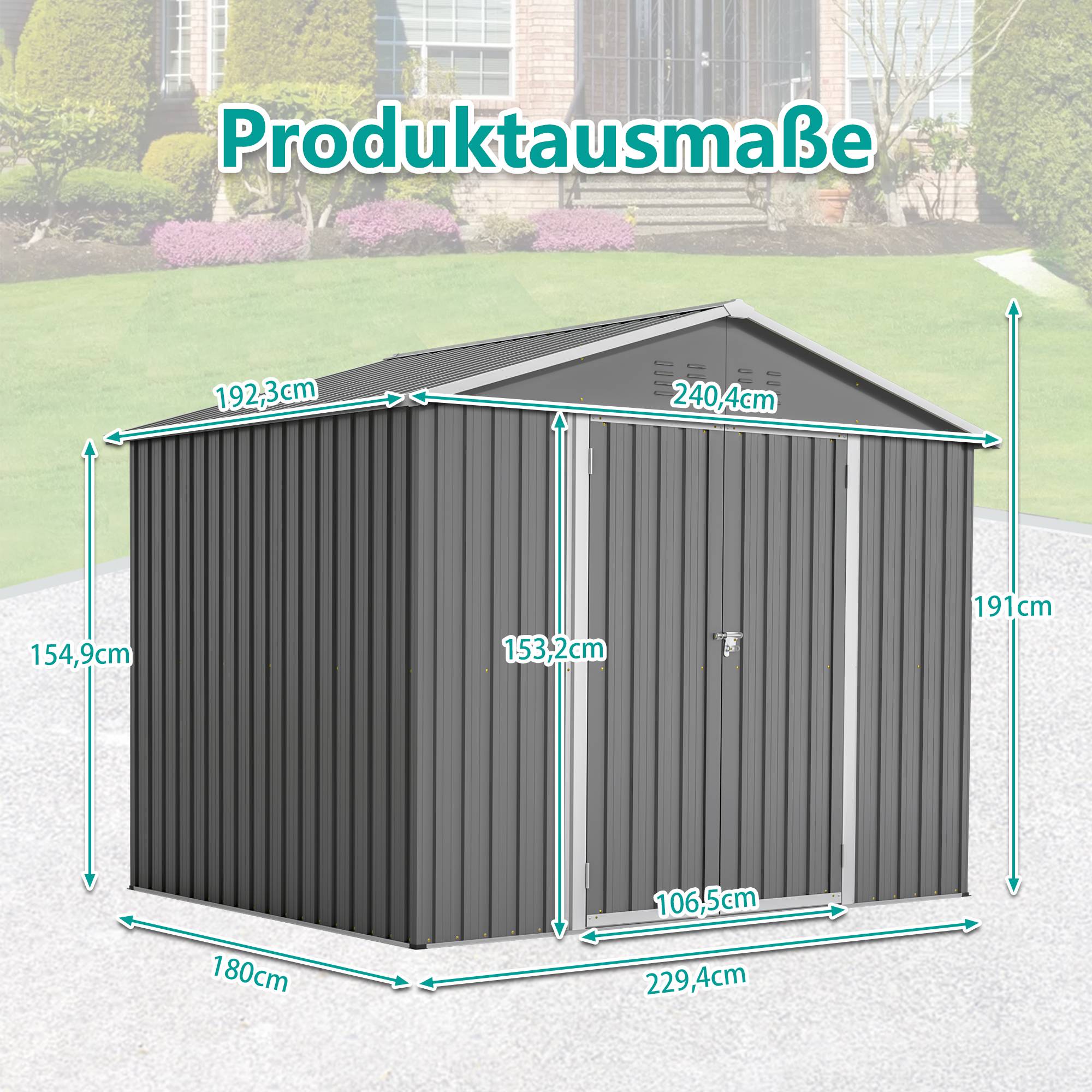 Abri Jardin Métal 4,1m² Rangement Outils Double Porte Anthracite - ComfortXL Outdoor Living - Image 3