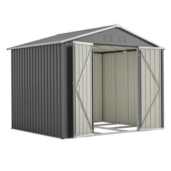 Abri Jardin Métal 4,1m² Rangement Outils Double Porte Anthracite - ComfortXL Outdoor Living - Image 2