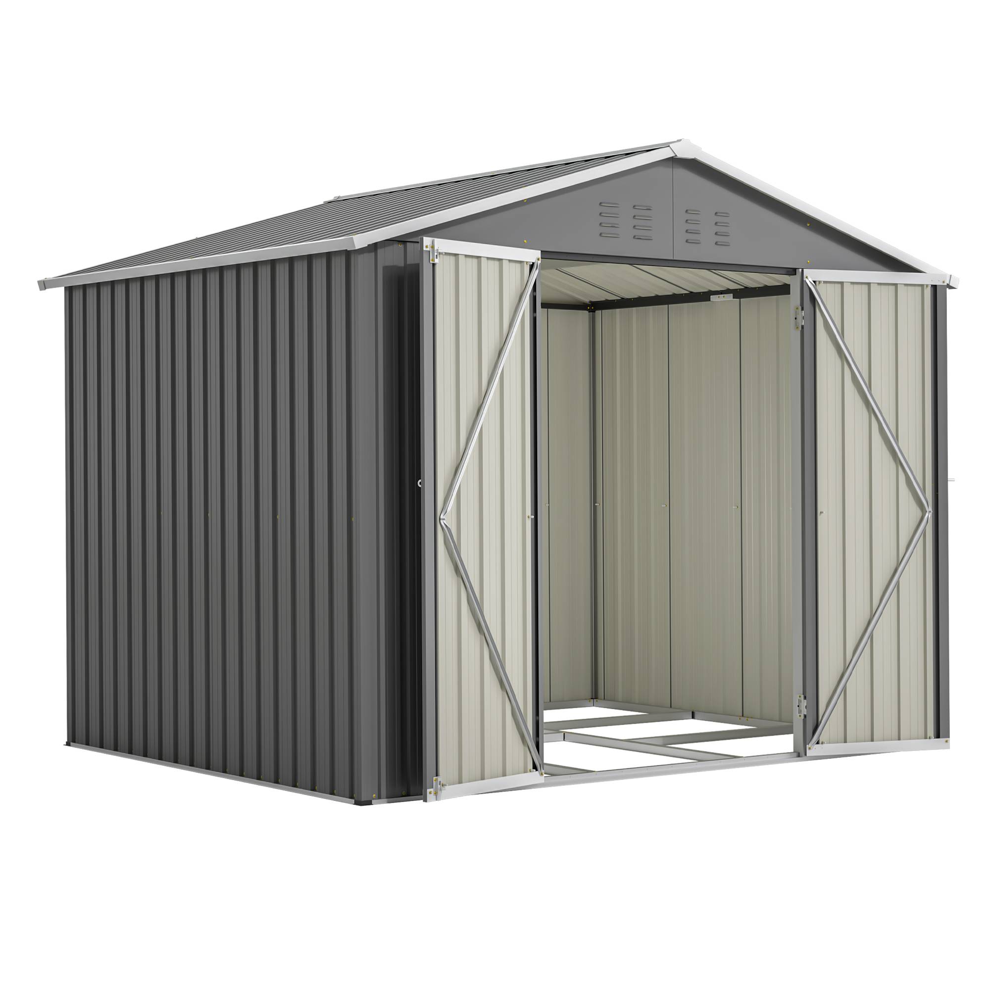 Abri Jardin Métal 4,1m² Rangement Outils Double Porte Anthracite - ComfortXL Outdoor Living - Image 2