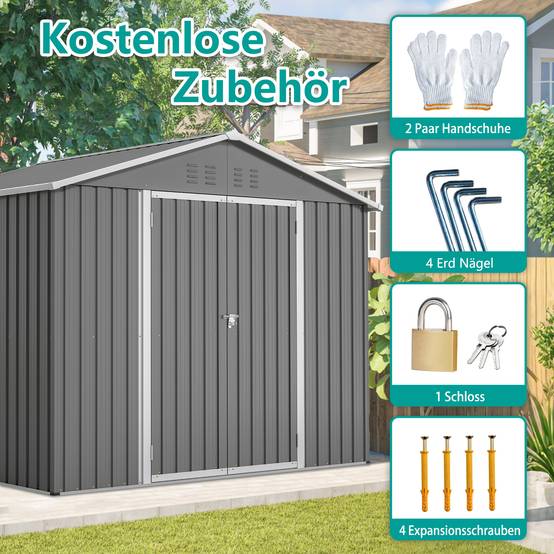 Abri Jardin Métal 4,1m² Rangement Outils Double Porte Anthracite - ComfortXL Outdoor Living - Image 5