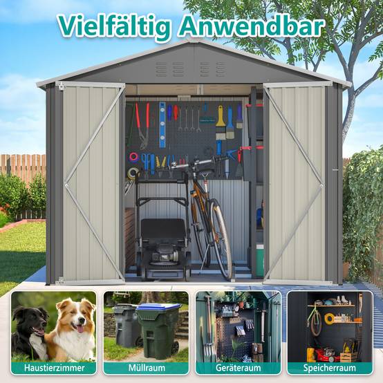 Abri Jardin Métal 4,1m² Rangement Outils Double Porte Anthracite - ComfortXL Outdoor Living - Image 8