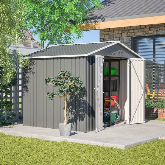 Abri Jardin Métal 4,1m² Rangement Outils Double Porte Anthracite - ComfortXL Outdoor Living - Image 1