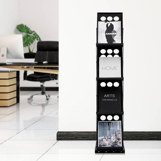 Présentoir à Brochures Pliable, Porte-Brochures Sur Pied 4 Niveaux, Porte-Revues Magazines Journaux Léger Et Présentoir à Brochures Pliable, Porte-Brochures Sur Pied 4 Niveaux, Porte-Revues Magazines Journaux Léger Et