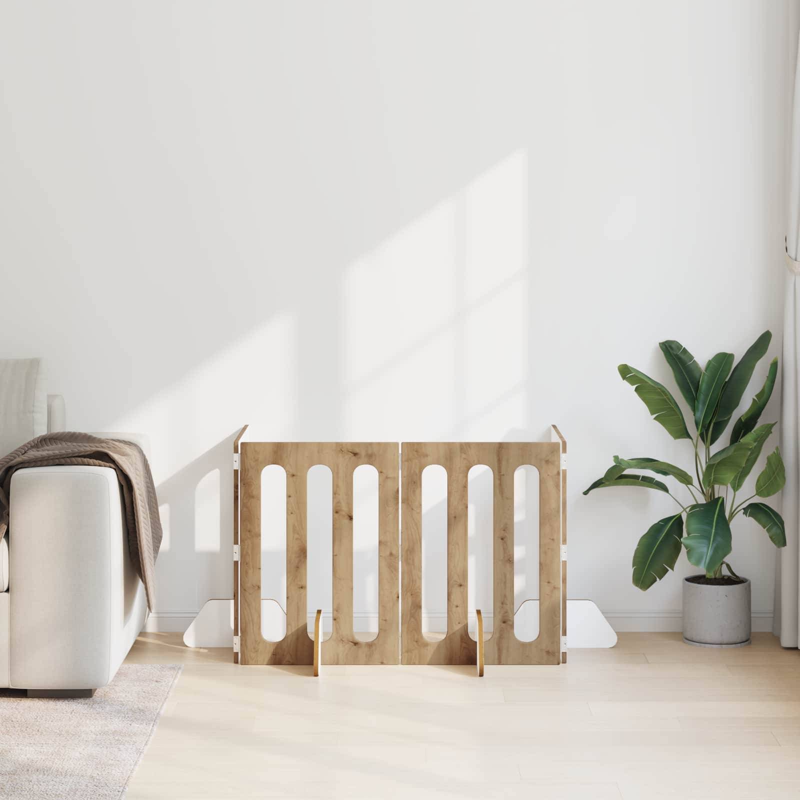 ComfortXL - Clôture pour animaux bois ingénierie intérieur barrière pliable chêne artisanal - ComfortXL Outdoor Living - Image 3