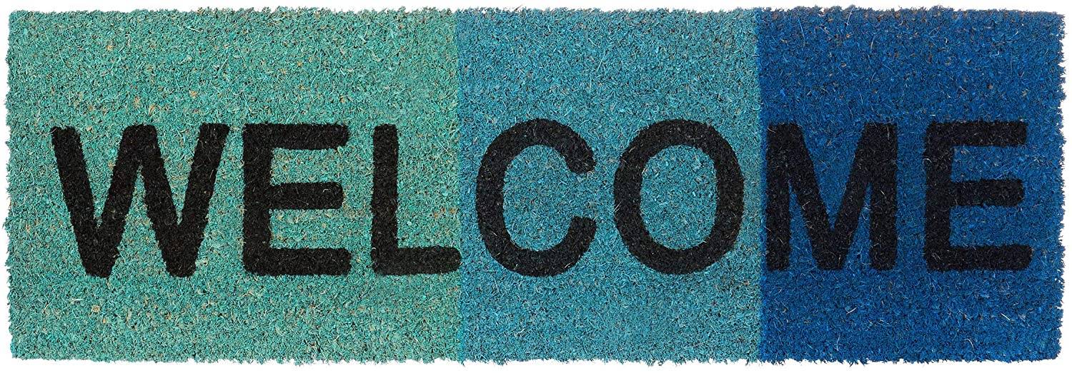 Paillasson tapis de sol porte d’entrée essuie-pieds fibres de coco tapis de sol bleu - Image 1