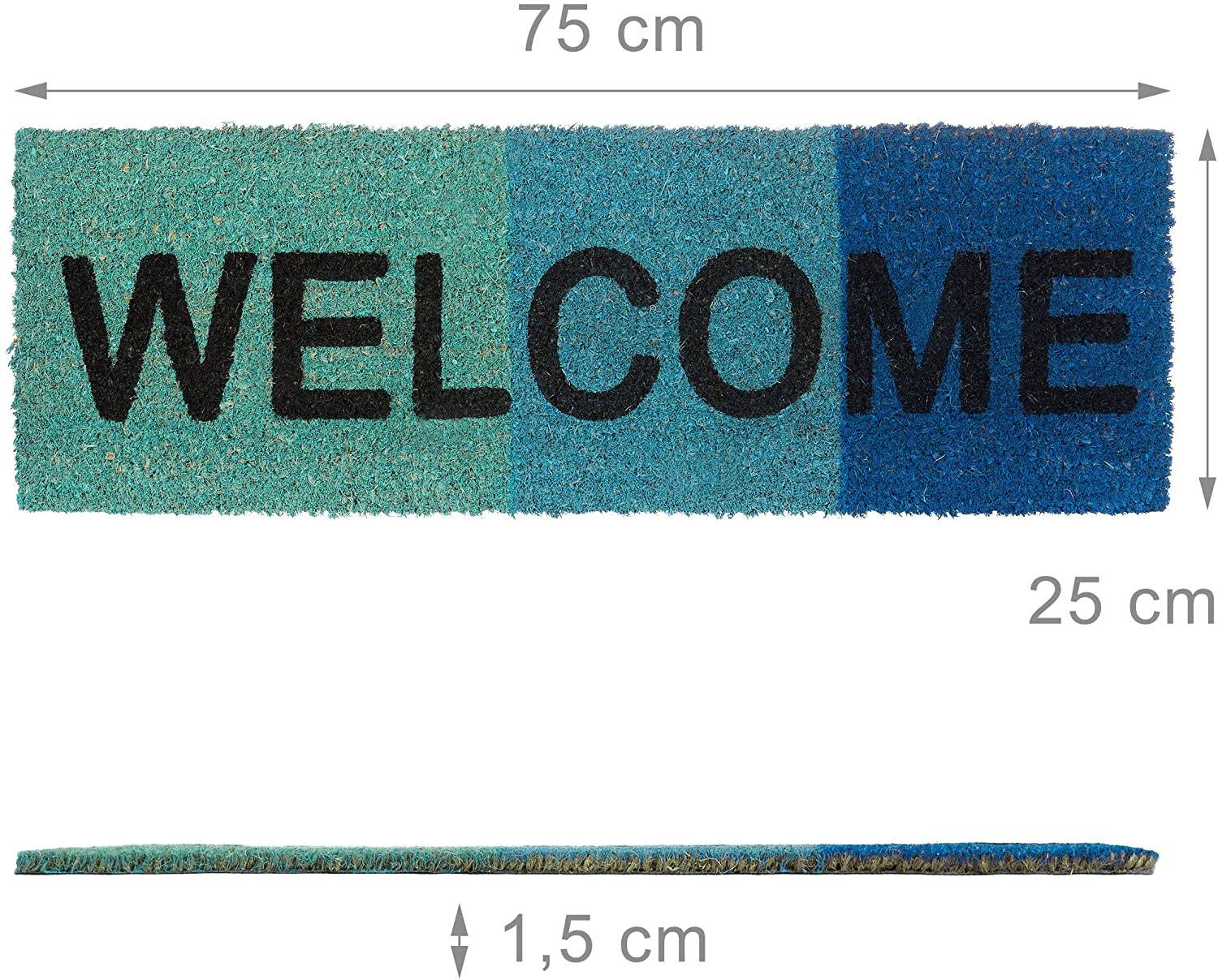 Paillasson tapis de sol porte d’entrée essuie-pieds fibres de coco tapis de sol bleu - Image 2