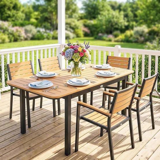 PANGIVO - Table de jardin bois composite marron 127 x 70 x 75 cm - PANGIVO - Image 10