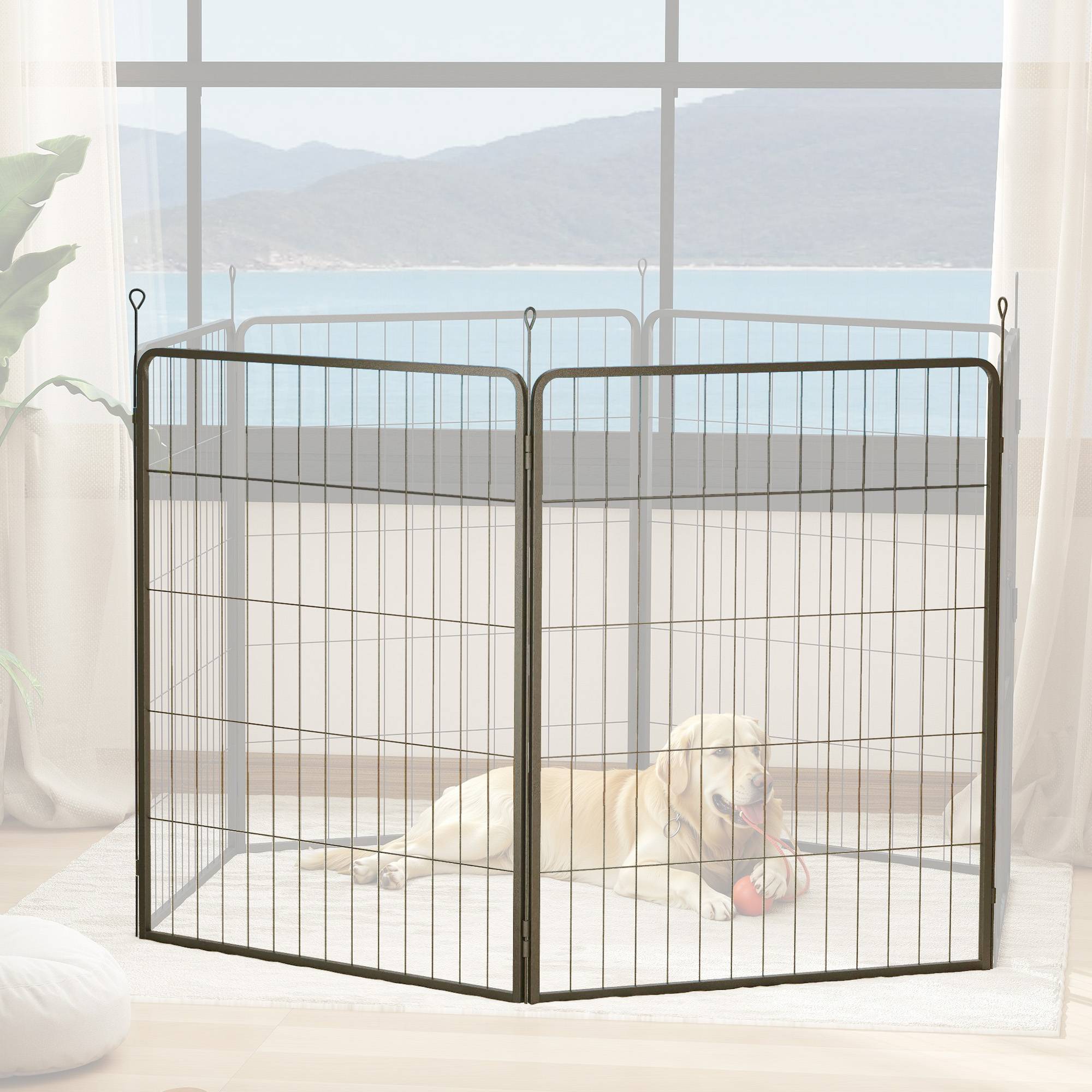 Extension Enclos Chien Acier Jardin Parc Modulable 2 Panneaux 80x100cm Noir - ComfortXL Pet Living - Image 1