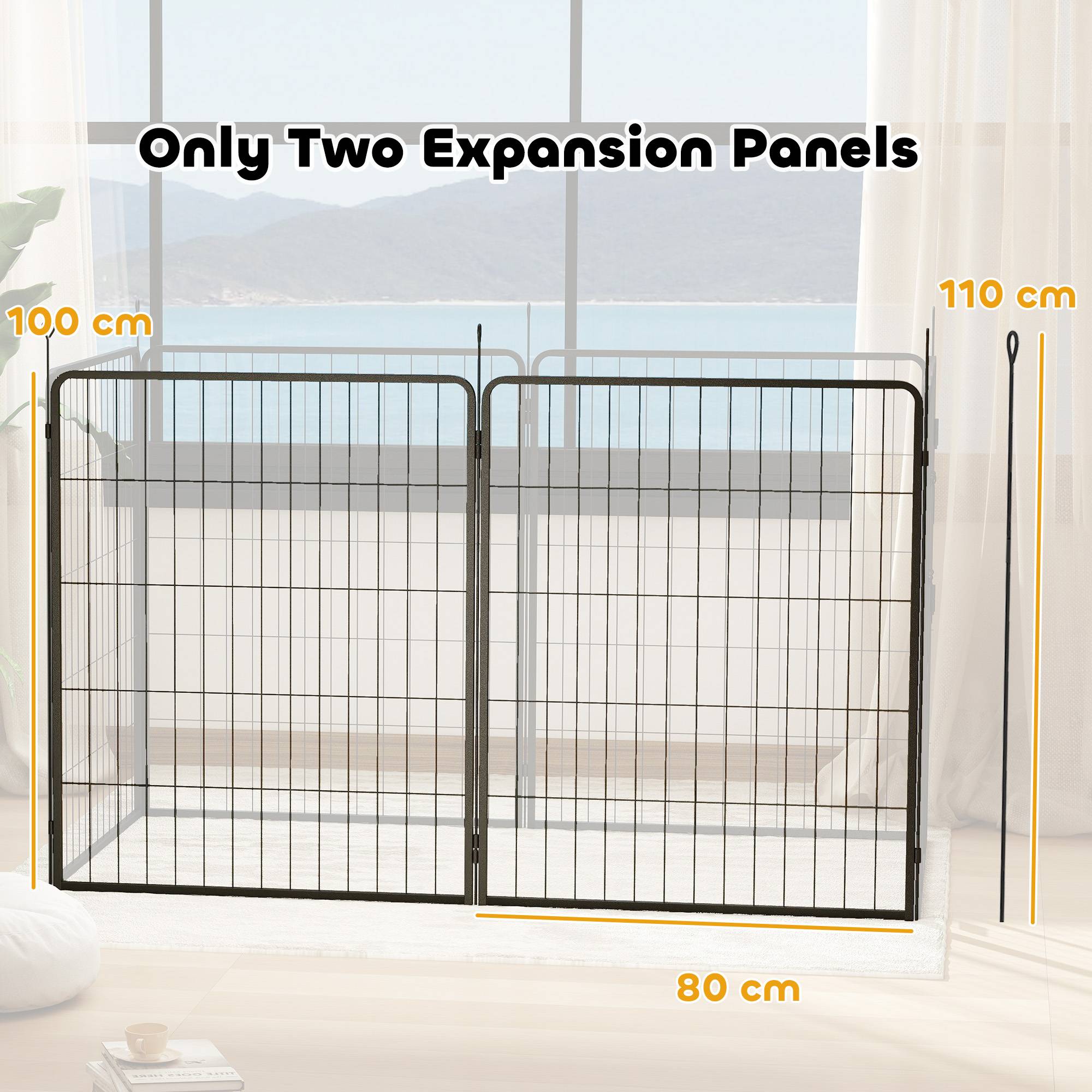 Extension Enclos Chien Acier Jardin Parc Modulable 2 Panneaux 80x100cm Noir - ComfortXL Pet Living - Image 3