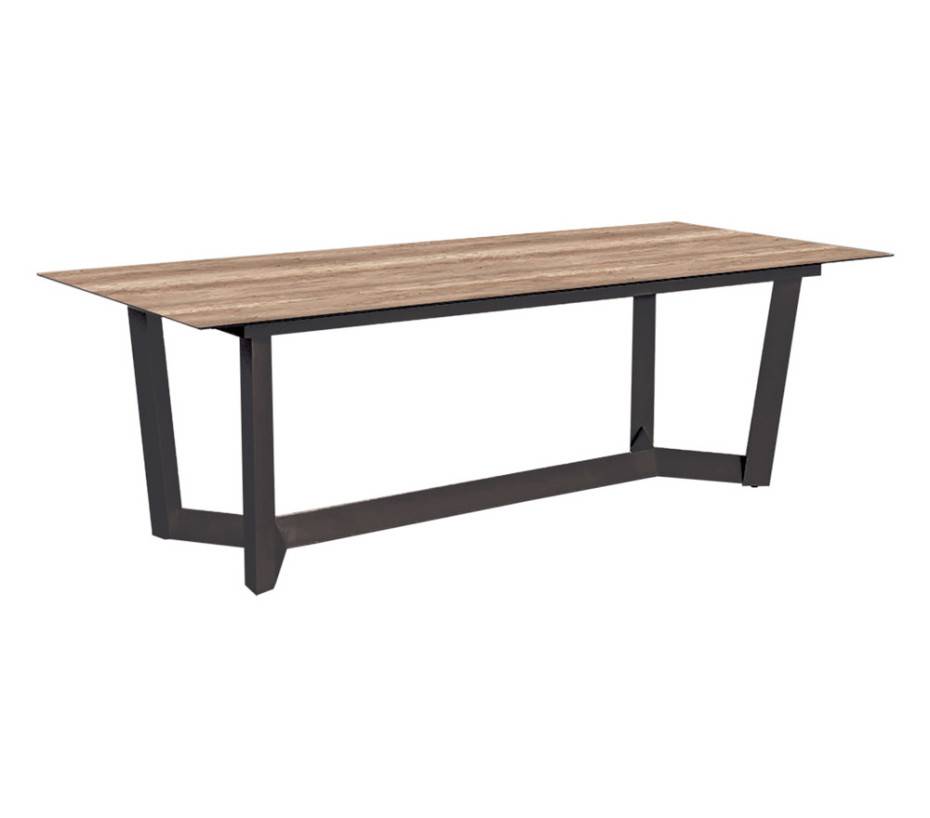Ozalide - Ensemble table et chaises de jardin 8 places Chêne doré et Nuit Anthracite JULINEA - Image 2