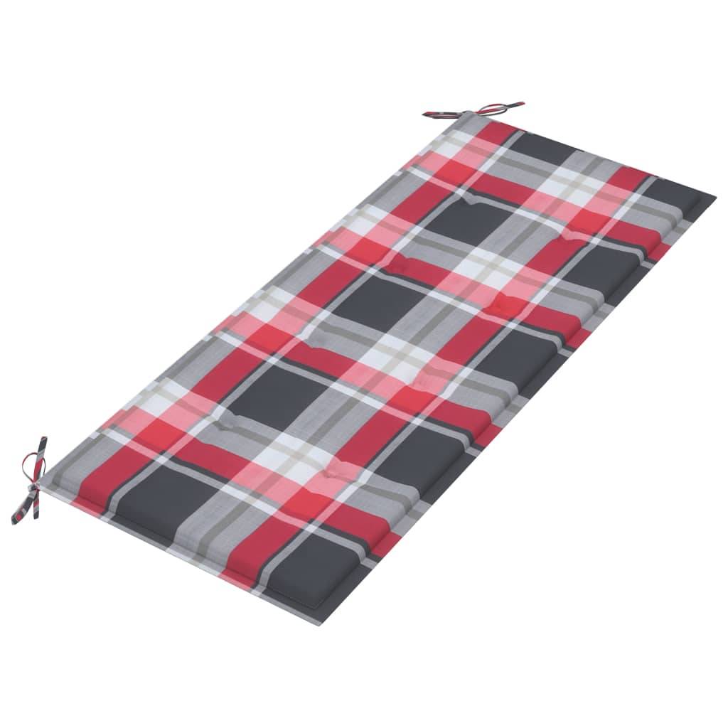 ComfortXL - Banc de Jardin Teck Massif Extérieur Empilable Carreaux Rouges 128cm - ComfortXL Outdoor Living - Image 6
