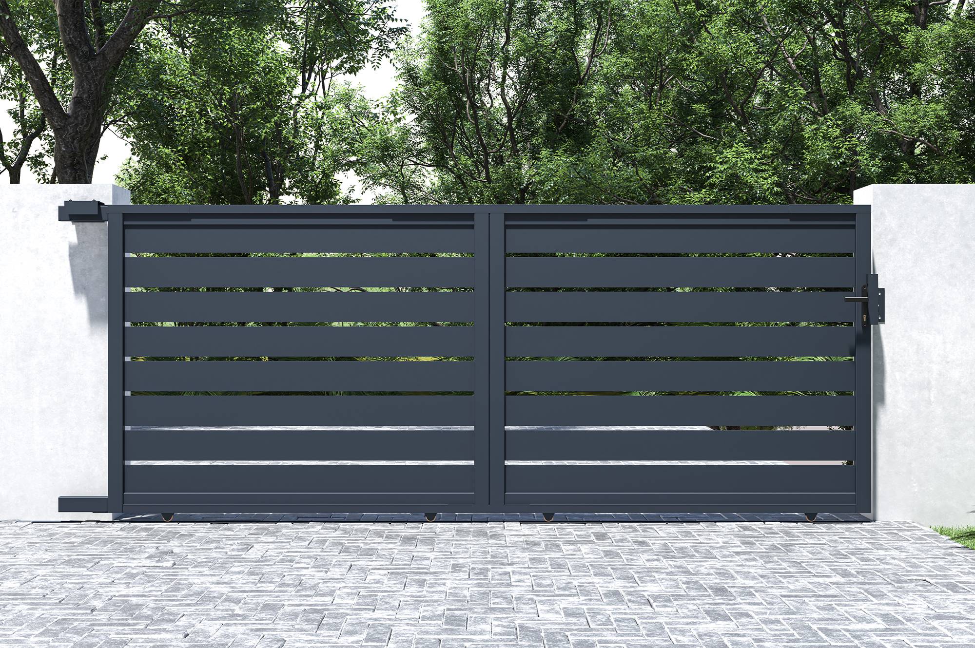 Casanoov Portail coulissant 5 m VOGEL H.160 cm + 2 poteaux H.190 cm aluminium gris - Image 5