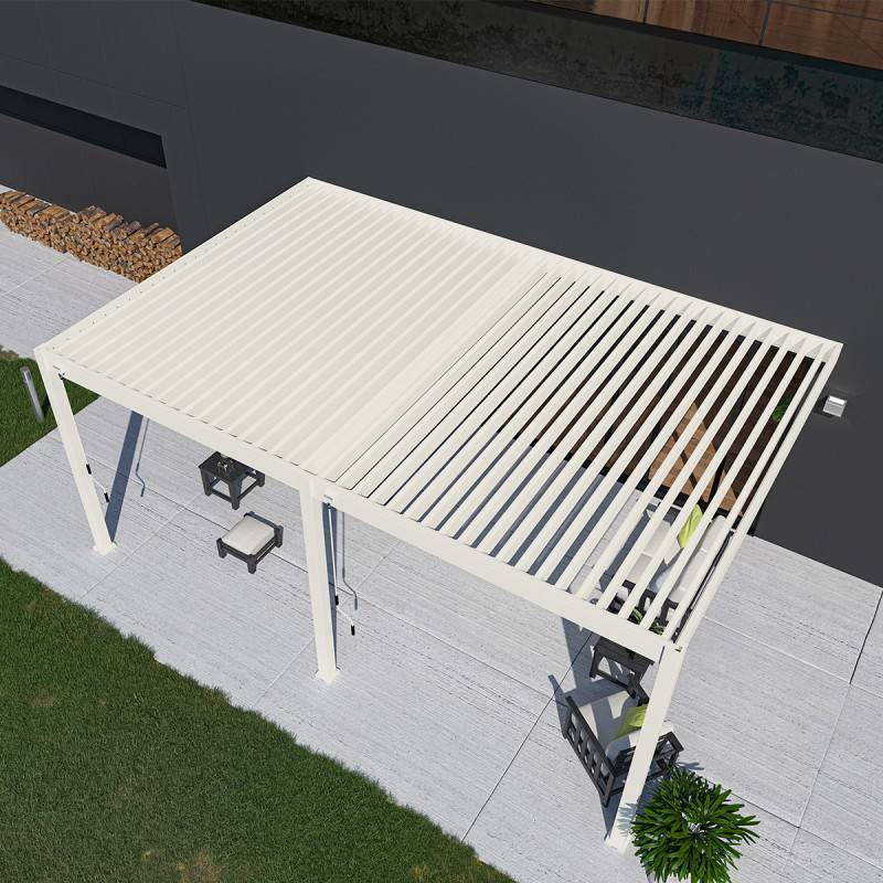 Ombrea - Pergola bioclimatique Ombréa adossée VS 4x6M Blanc + 2 stores - Image 4