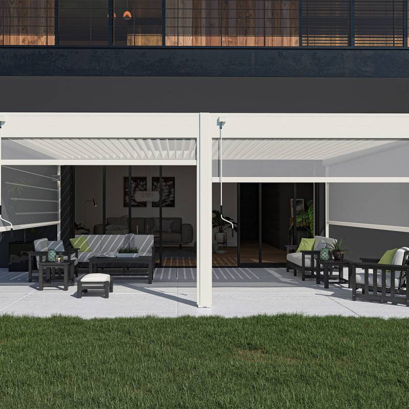 Ombrea - Pergola bioclimatique Ombréa adossée VS 4x6M Blanc + 2 stores - Image 3