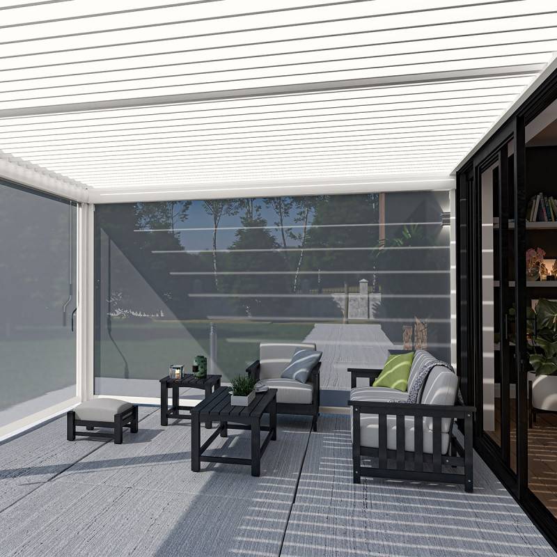 Ombrea - Pergola bioclimatique Ombréa adossée VS 4x6M Blanc + 2 stores - Image 2