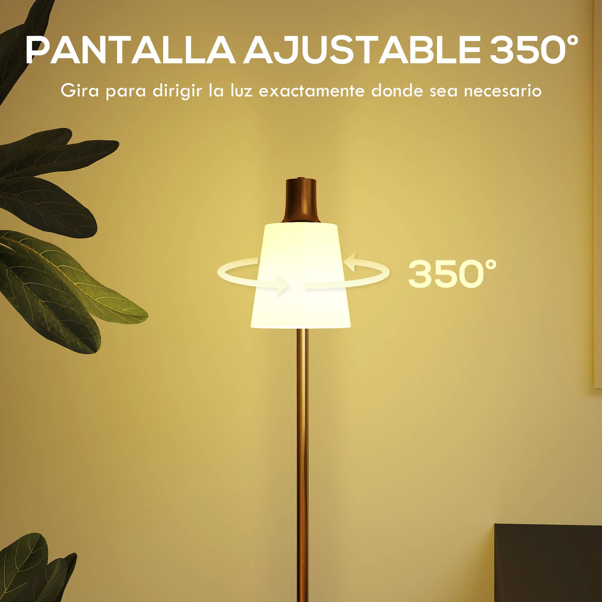 Lampadaire LED blanc et or intensité réglable 3000K–6500K abat-jour pivotant douille E27 - Image 7