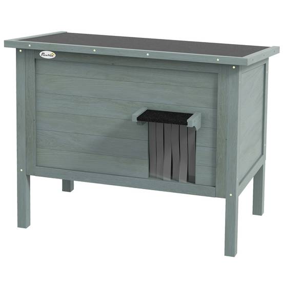 Niche extérieure chat bois sapin isolation thermique toit ouvrant 85x50cm gris - ComfortXL Outdoor Living - Image 2