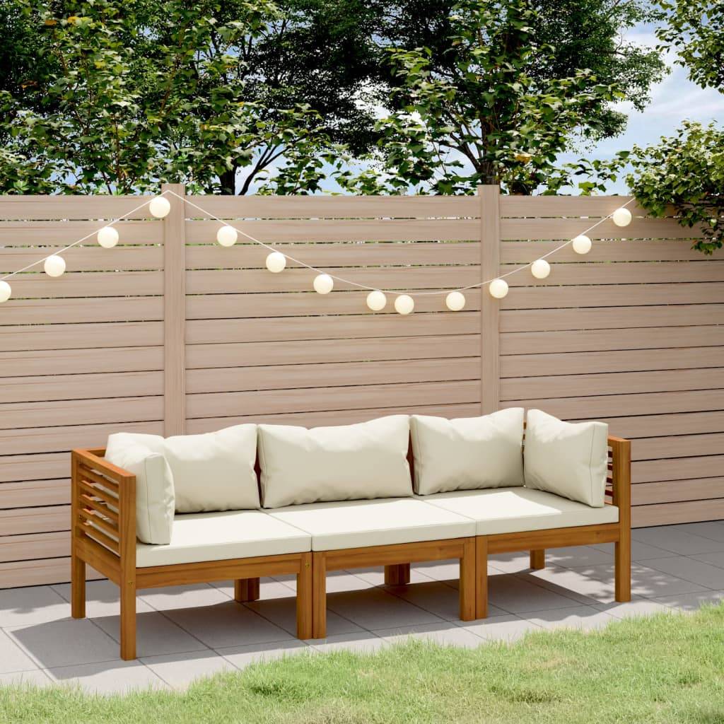 ComfortXL - Canapé de Jardin 3p Bois d'Acacia Modulable avec Coussins Crème pour Jardin – ComfortXL Outdoor Living - Image 1