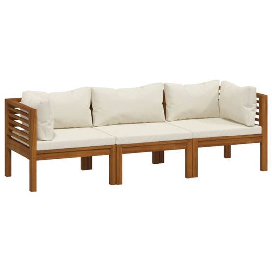 ComfortXL - Canapé de Jardin 3p Bois d'Acacia Modulable avec Coussins Crème pour Jardin – ComfortXL Outdoor Living - Image 2