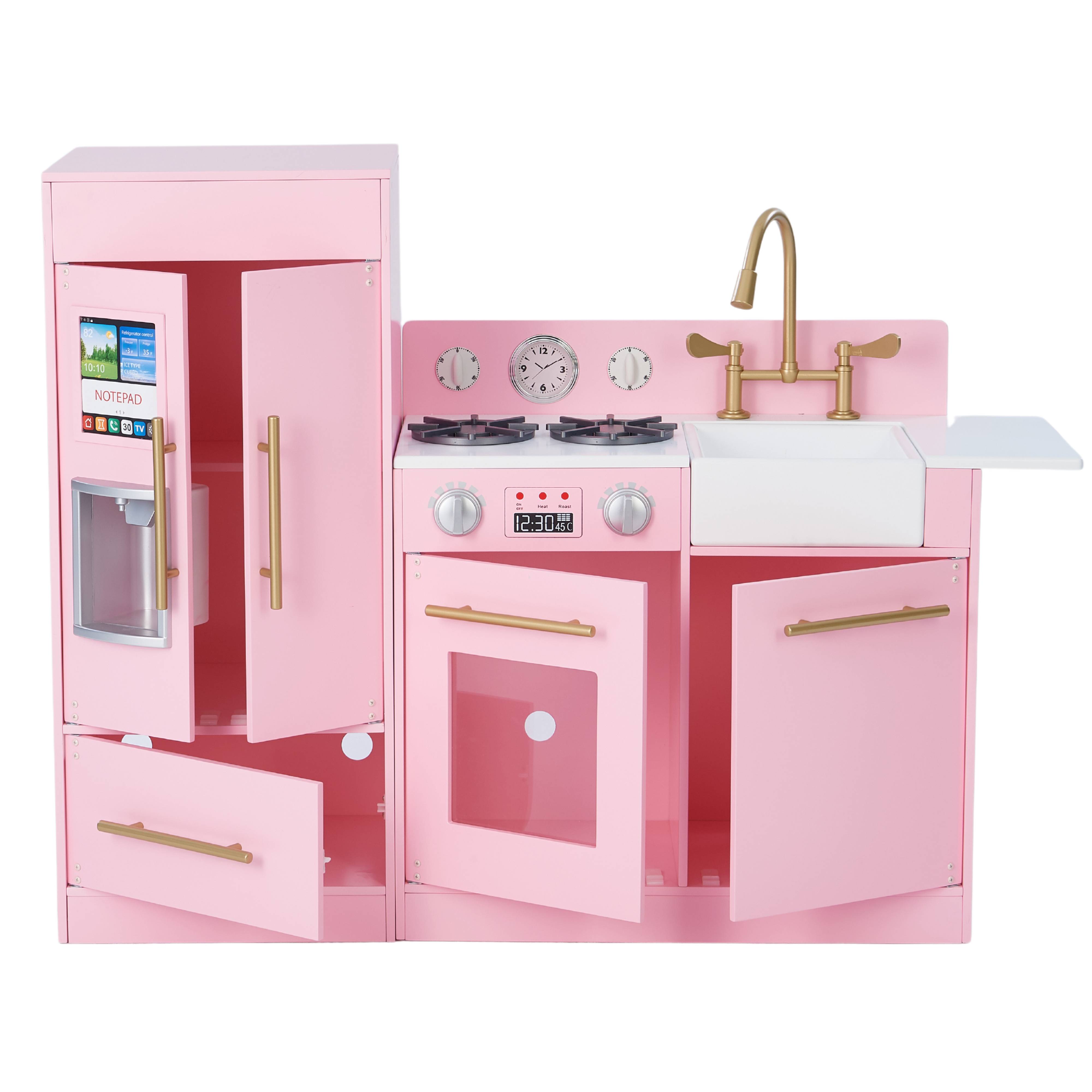 Cuisine en bois pour enfants 81 cm, Rose Teamson Kids - Image 4