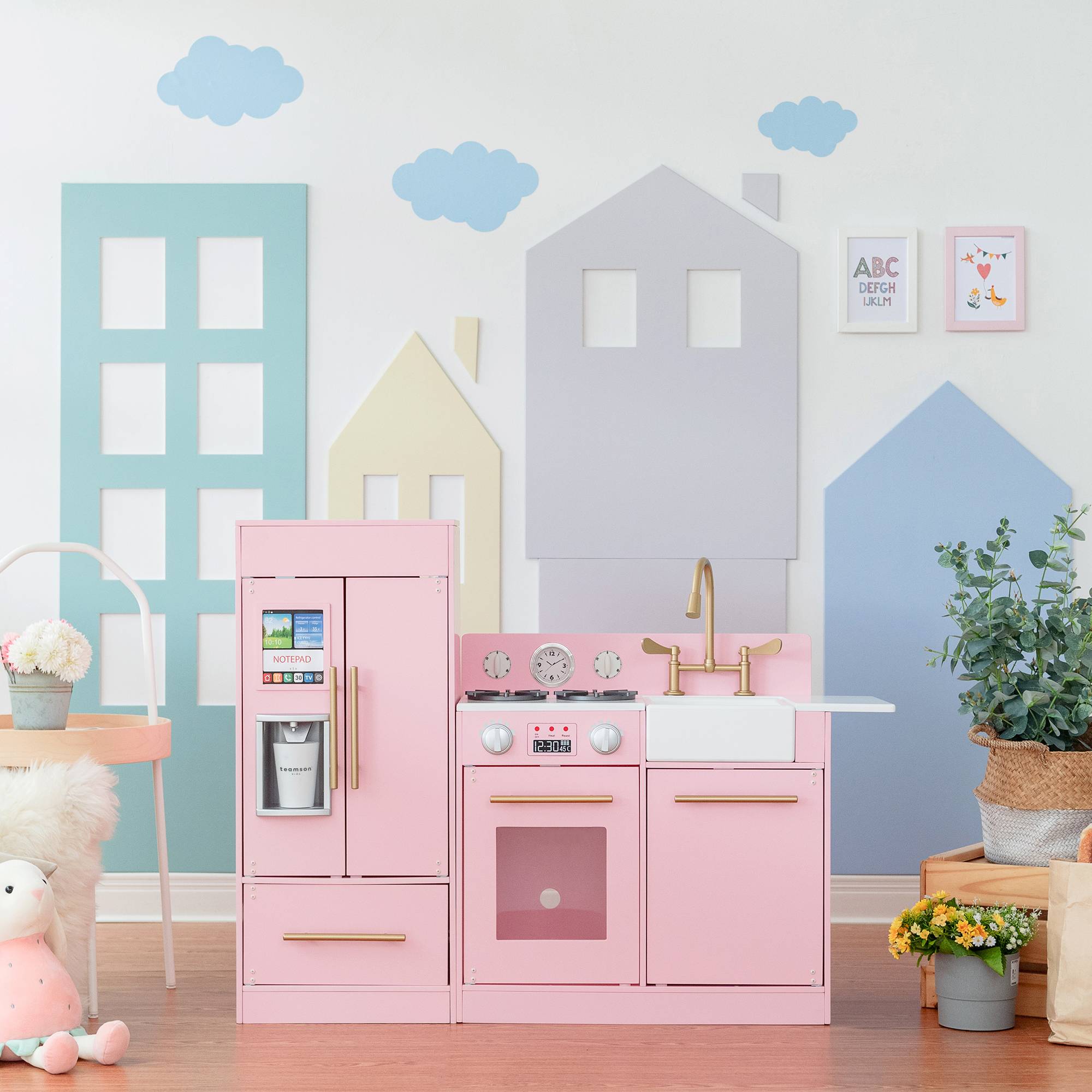 Cuisine en bois pour enfants 81 cm, Rose Teamson Kids - Image 5