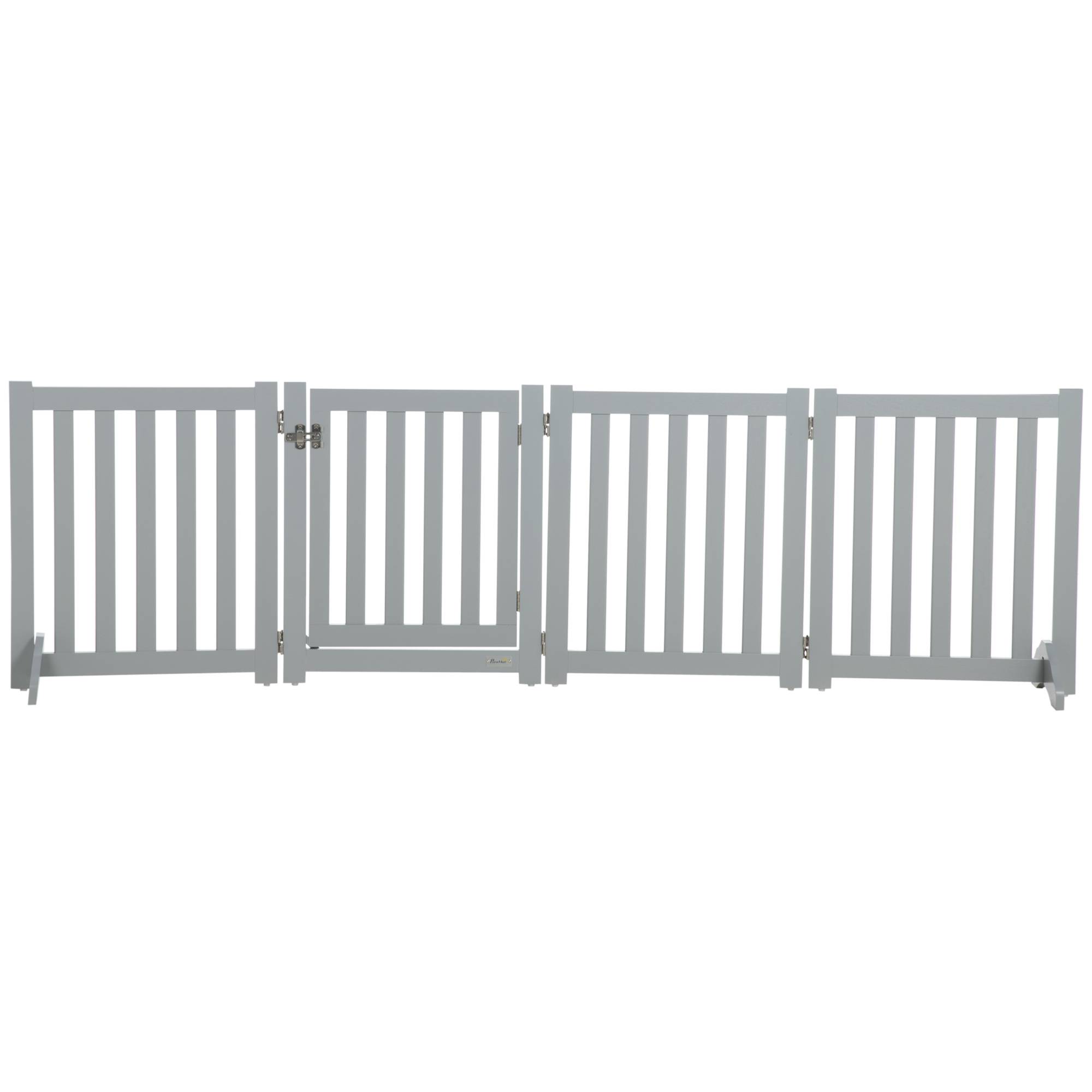 ComfortXL - Barrière chien MDF grise 205 x 60 cm intérieur pliable avec porte et supports - ComfortXL Outdoor Living - Image 1