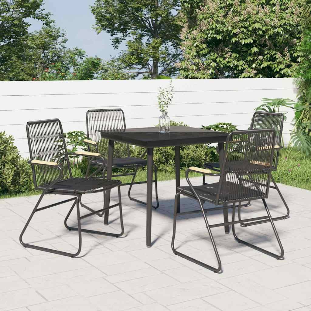 Vidaxl - Ensemble à manger de jardin 5 pcs-Salons de jardin Noir Rotin PVC 157783 - Image 1