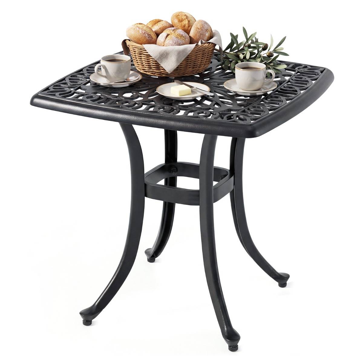 Maison Chic - Table d'Appoint en Aluminium Moulé Table de Jardin Carrée Anti-Rouille avec Trou pour Parasol Résistante aux Intempéries MAISON CHIC - Image 1