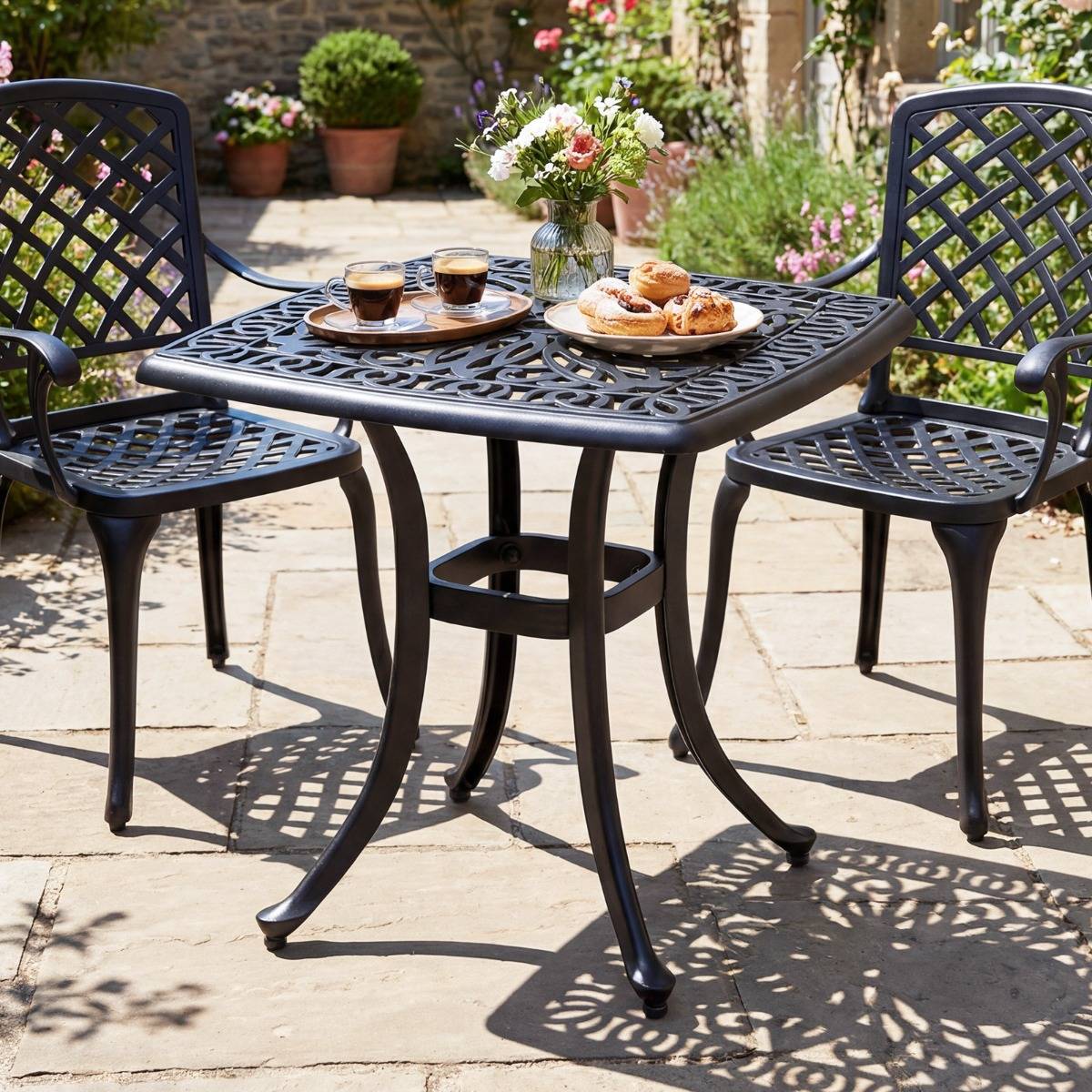 Maison Chic - Table d'Appoint en Aluminium Moulé Table de Jardin Carrée Anti-Rouille avec Trou pour Parasol Résistante aux Intempéries MAISON CHIC - Image 5
