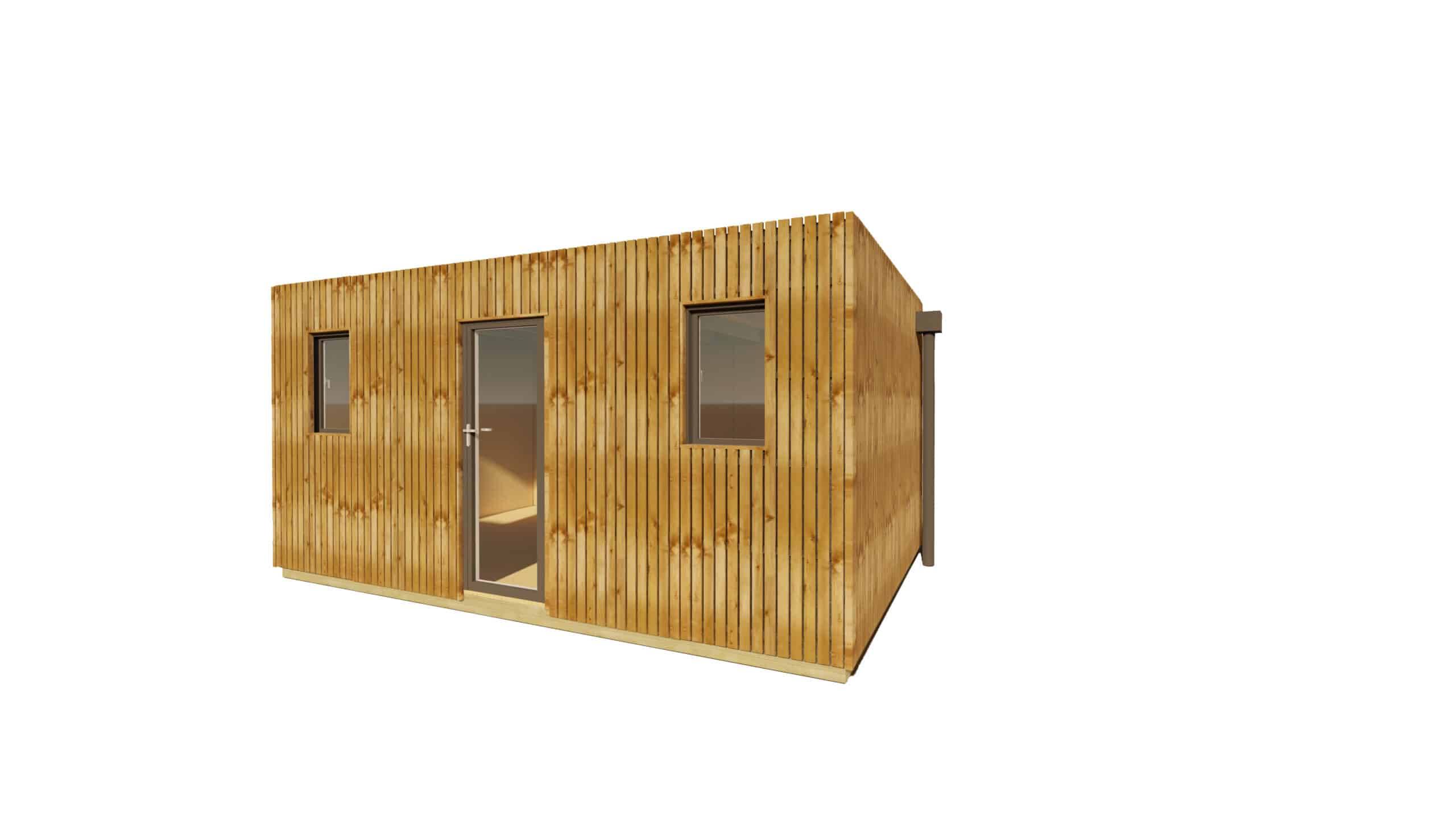Sans Marque - STUDIO DE JARDIN / 19,5 m2 - 5,55 x 3,52m / Plancher isolé / Bardage Brun / Intérieur OSB / Livraison Gratuite / Studio Français - Image 2