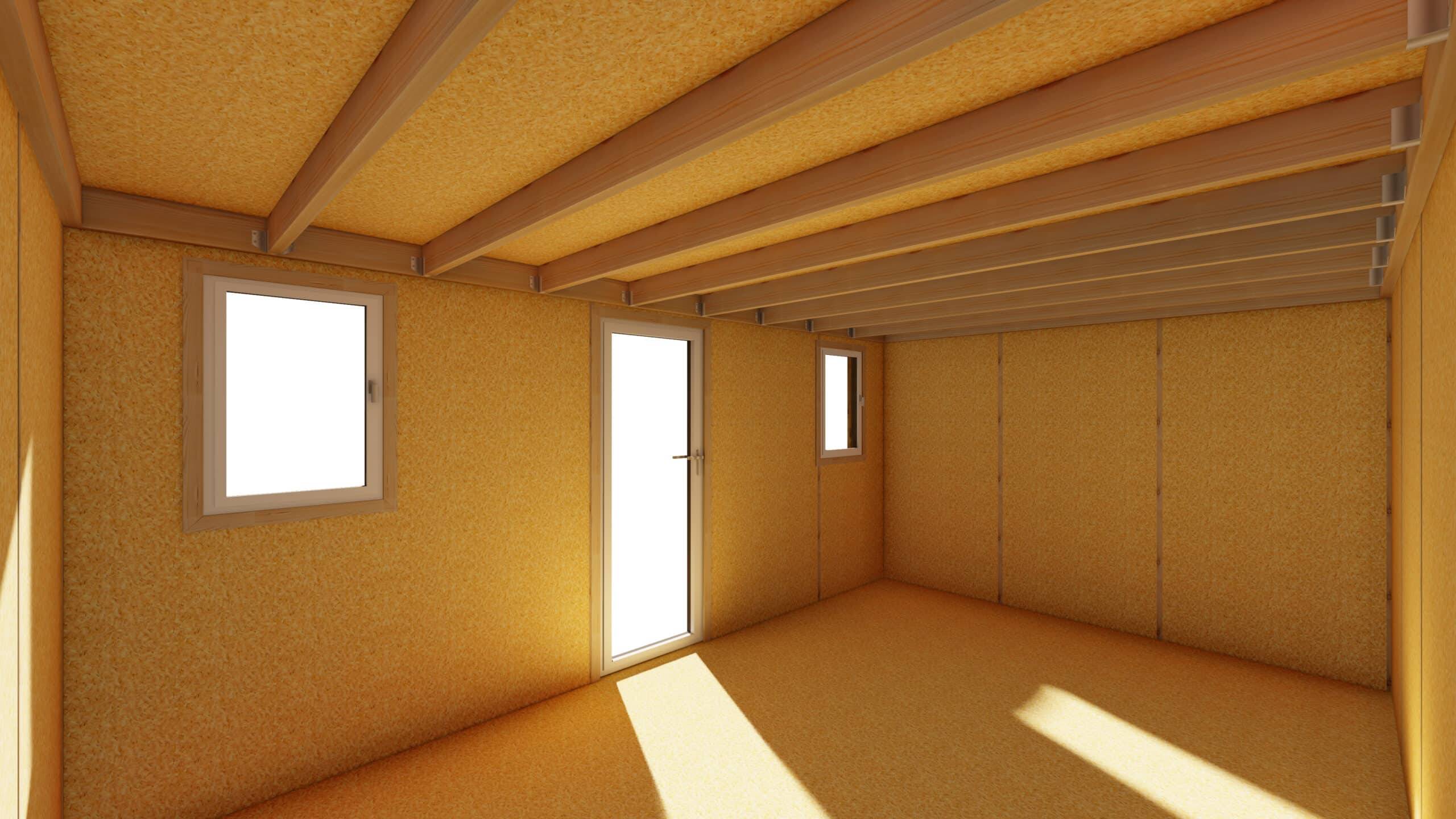 Sans Marque - STUDIO DE JARDIN / 19,5 m2 - 5,55 x 3,52m / Plancher isolé / Bardage Brun / Intérieur OSB / Livraison Gratuite / Studio Français - Image 3