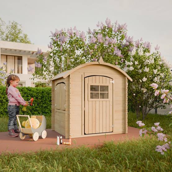 Timbela - Maison en bois pour enfants 112x146xH145 cm / 1.1 m² sans plancher - Maison jardin enfant exterieur bois - 19 mm d’épaisseur - Timbela M505-1 - Image 1