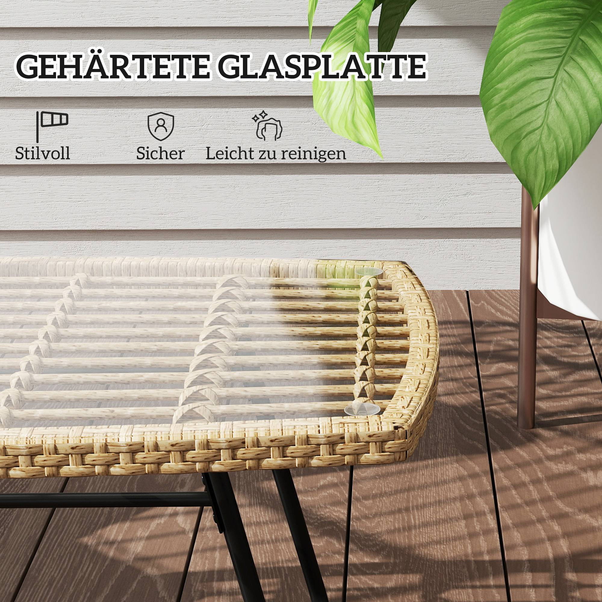 PANGIVO - Table basse de jardin résine tressée naturel 90 x 50 x 45 cm - PANGIVO - Image 8