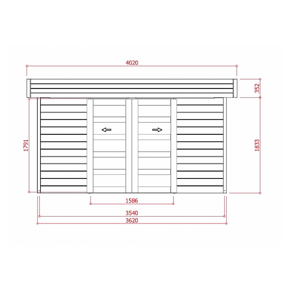 Abri de Jardin en Bois Stockholm 28 mm - 3,6 x 2,4 m - Solid - Image 2