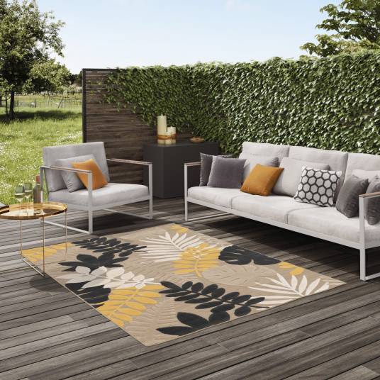 Decoweb - Tapis extérieur et intérieur en relief - Palmera - Beige et noir - 160 x 230 cm - Decoweb - Image 2