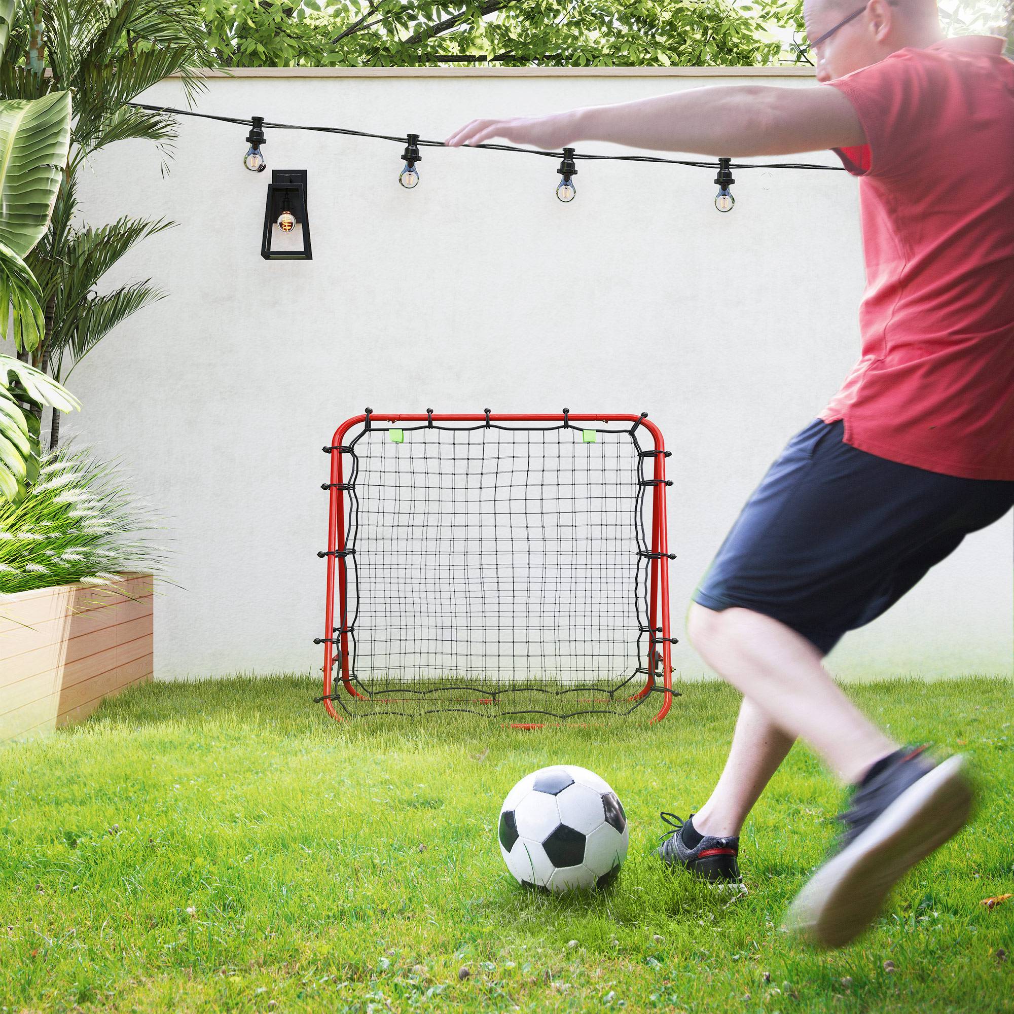 ComfortXL - Rebondeur de football en acier cage de retour angle réglable pour entraînement Rouge – ComfortXL Outdoor Living - Image 1