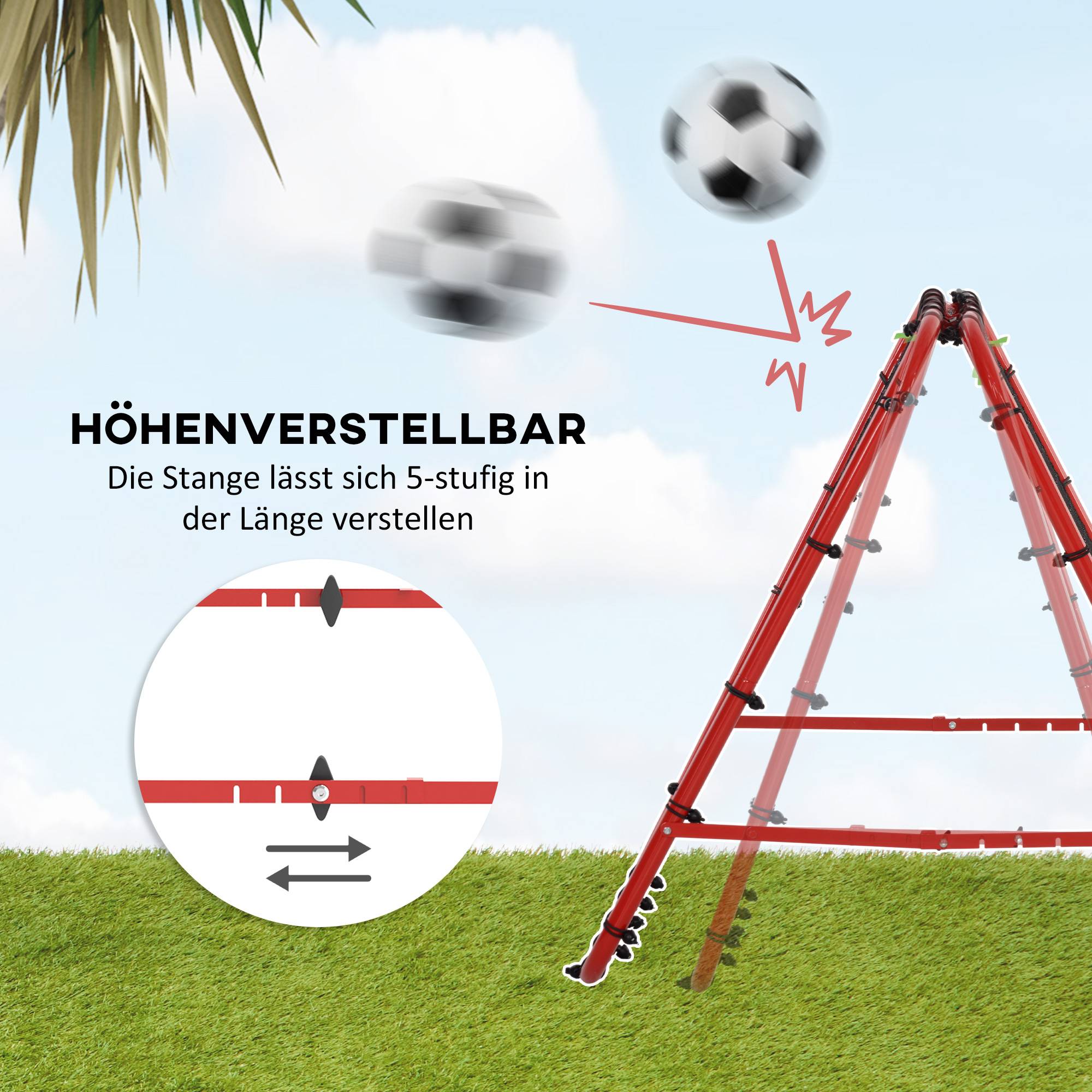 ComfortXL - Rebondeur de football en acier cage de retour angle réglable pour entraînement Rouge – ComfortXL Outdoor Living - Image 4